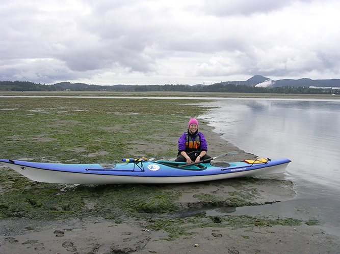 Kathryn Luxa ready to collect samples in Padilla Bay, WA, USA.